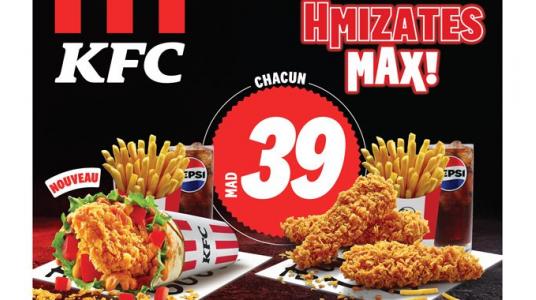   KFC Maroc lance Hmizates Max, quatre menus complets à 39 DH